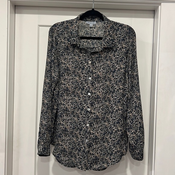 FLORAL & IVORY BOTTON DOWN SHIRT SZ LG - Picture 1 of 7